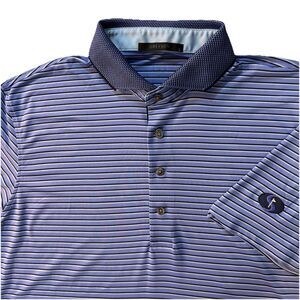 Greyson Mens L Purple Blue Stripe Golf Polo Shirt Glenmaura Natl Golf Club Logo